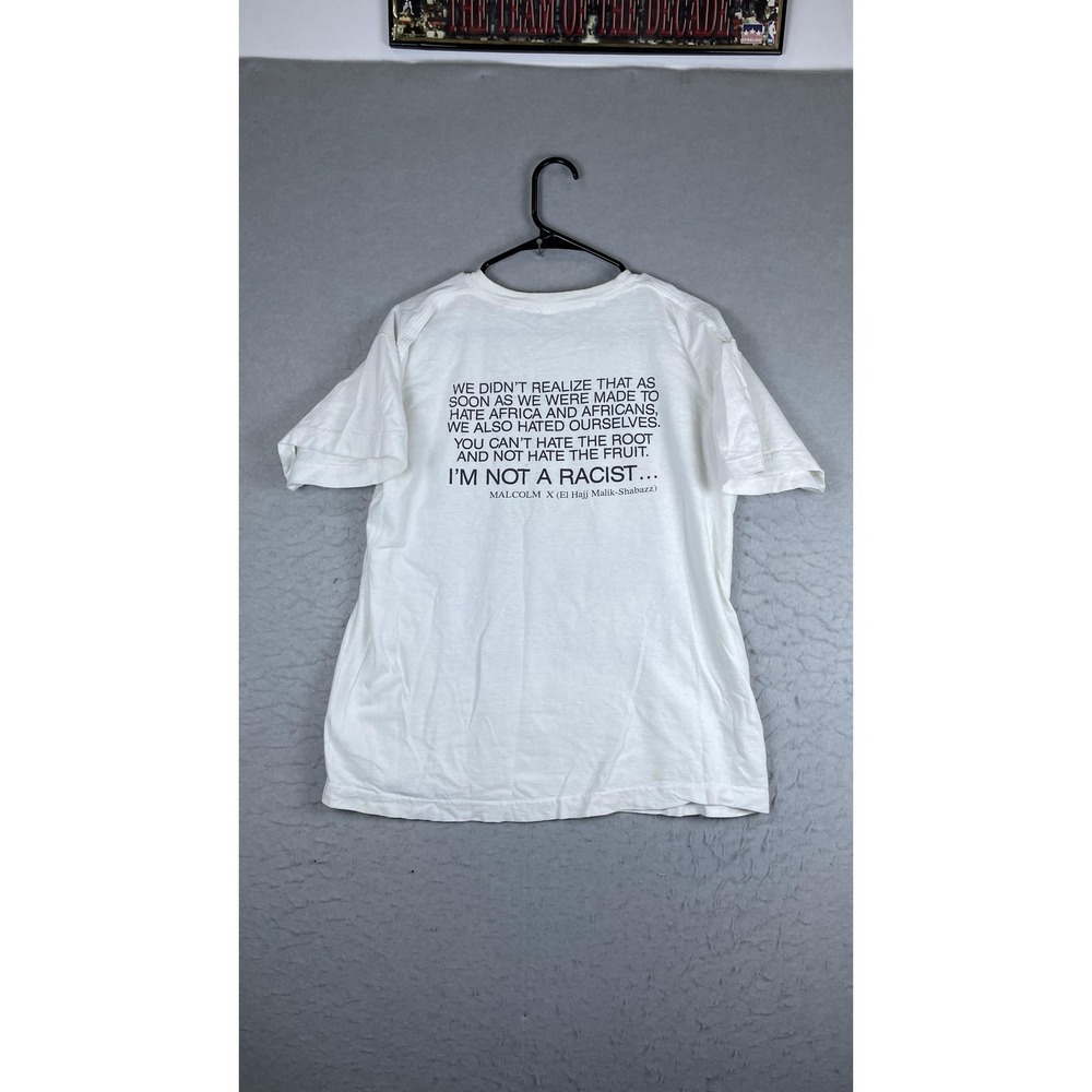 Vintage Malcolm X Shirt Mens Large White Portrait Quote Graphic Tee T-Shirt - Picture 6 of 8
